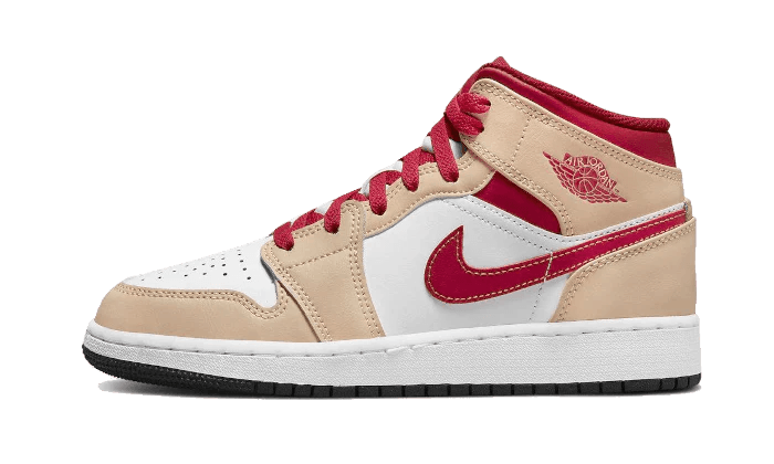 Air Jordan 1 Mid Light Curry Cardinal