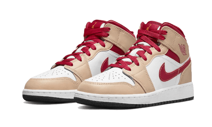 Air Jordan 1 Mid Light Curry Cardinal