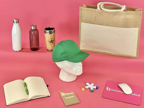 An assortment of blank branded merchandise from Totally Branded.