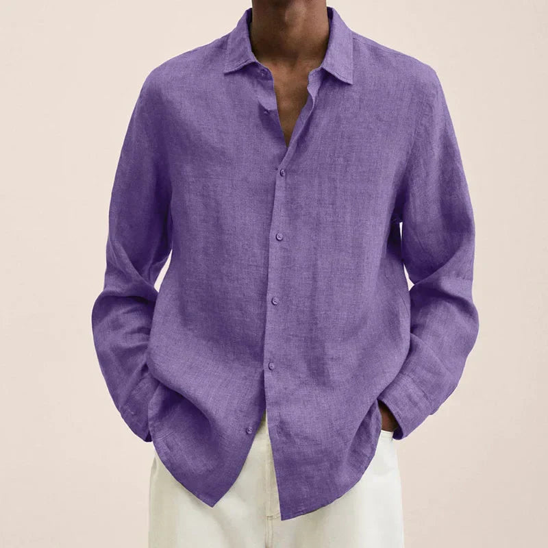 Product Image for Skorter | Linen Long Sleeve Shirt for Men, Lilac / M