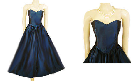 strapless taffeta dress