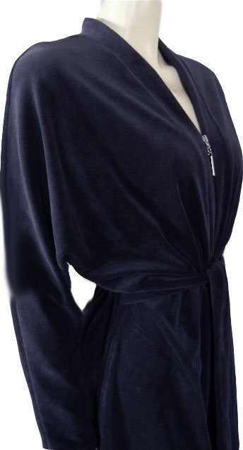 NEW - DIAMOND TEA COTTON/POLY ZIP UP FRONT ROBE WITH ATTACHED TIES IN