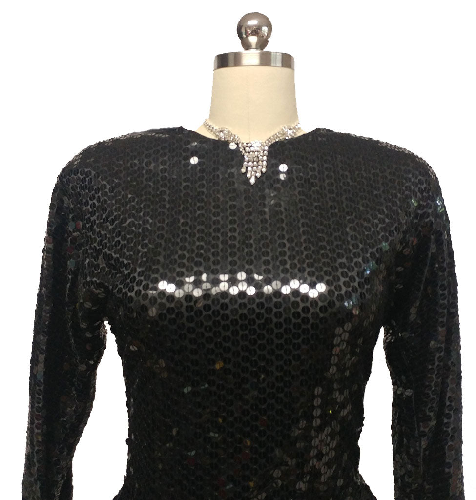 *DAZZLING VINTAGE '70s / '80s PARA SPARKLING ALL SEQUIN PEPLUM COCKTAI ...