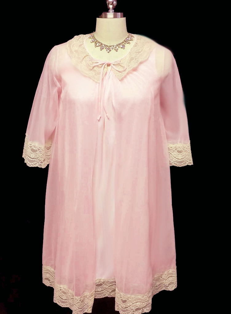 VINTAGE GILEAD BRIDAL TROUSSEAU DOUBLE NYLON NIGHTGOWN & PEIGNOIR SET ...