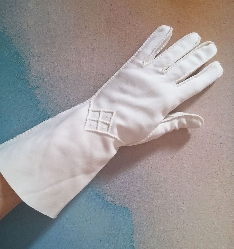 off white wedding gloves