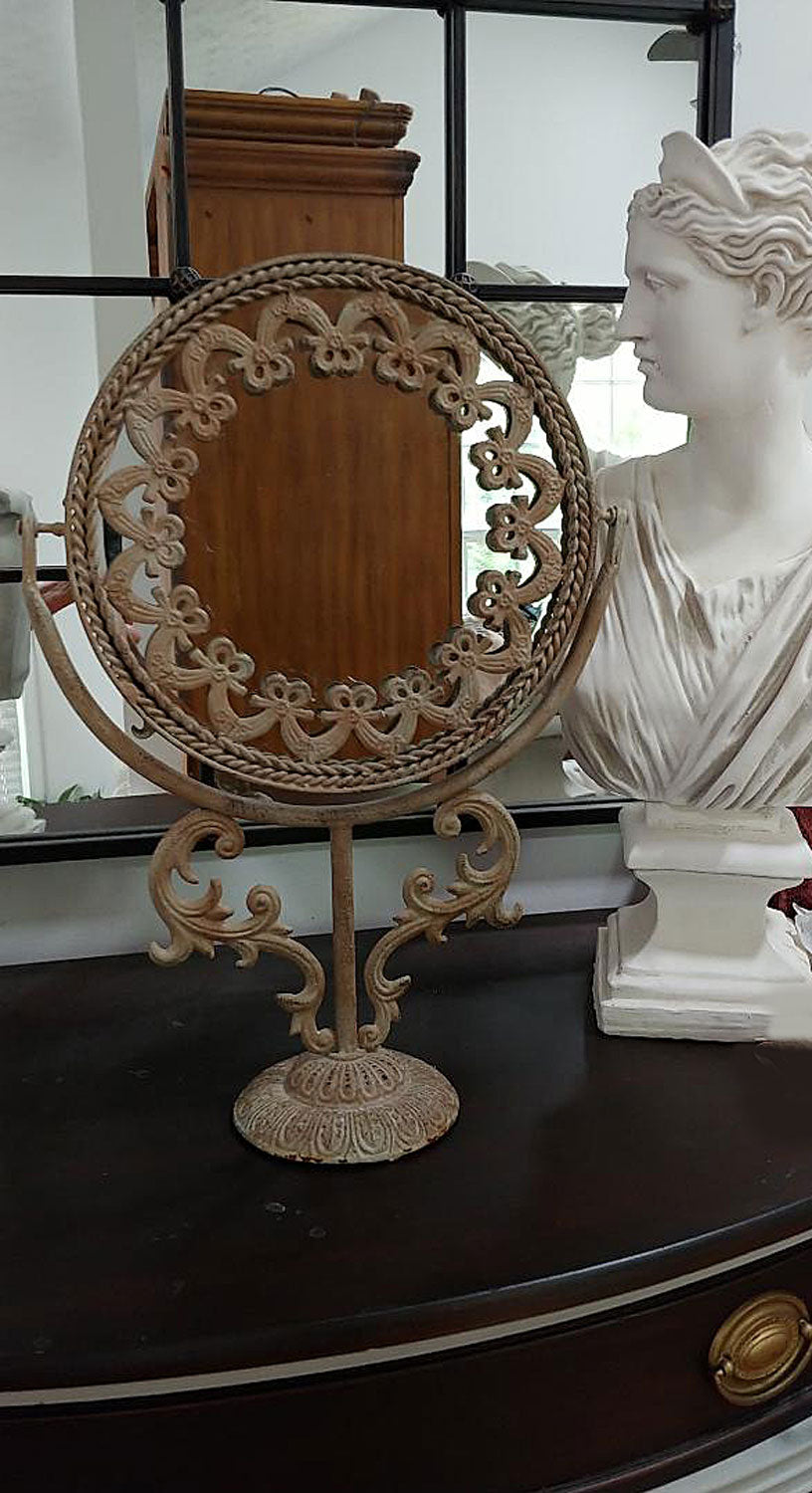 Vintage Fancy Hollywood Regency Style Huge Metal Vanity Mirror With Tw Vintage Clothing Fashions Midnight Glamour