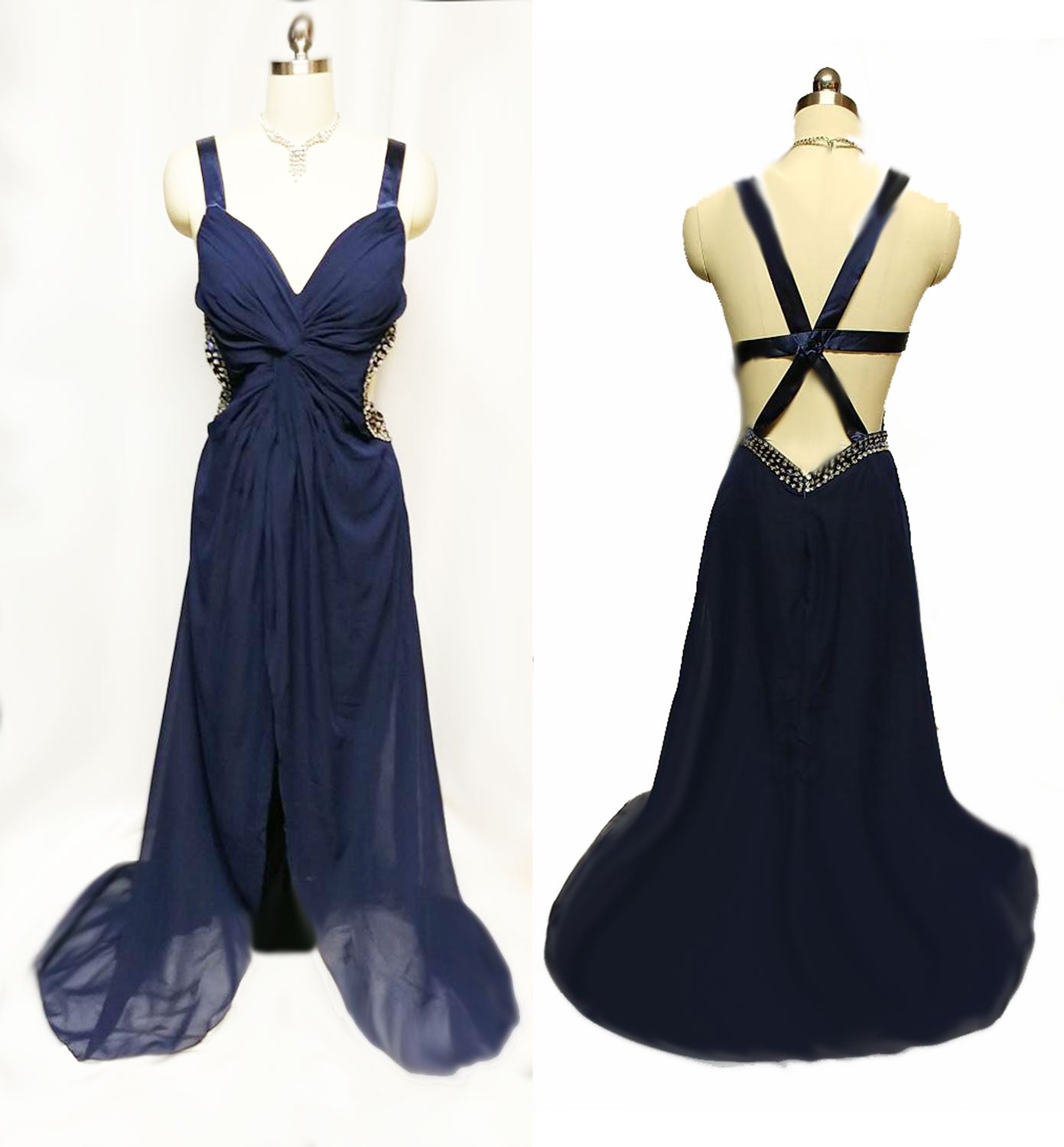 strappy evening gown