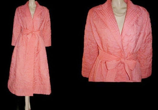 *BEAUTIFUL LUXURIOUS VINTAGE '60s SILKY QUILTED ROBE MADE IN HONG KONG ...