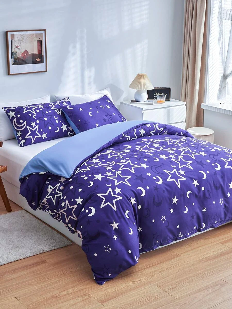 Star and Moon Pattern Glow-in-the-dark Duvet Cover Set – shopveloce.com