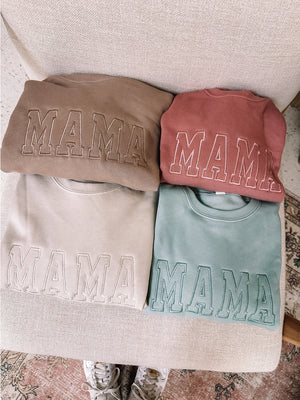 MAMA Embroidered Crewneck Sweatshirt - CHECKERS + WRECKERS BOUTIQUE