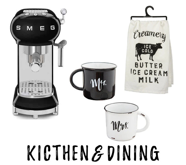 Kitchen & Dining: Bakeware - Cookware - Cleaning & organization - Drinkware & Bar - Party Supplies - Kids - Kitchen Tools & Gadgets - Table Top & Serveware - Towels, Aprons, & Dishcloths - Lunch & Snack Bags-Wedding Registry