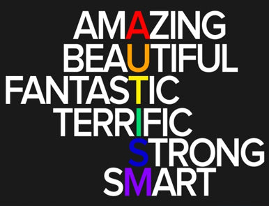 Austims Anagram, Amazing, Beautiful, Fantastic, Terrific, Strong, Smart