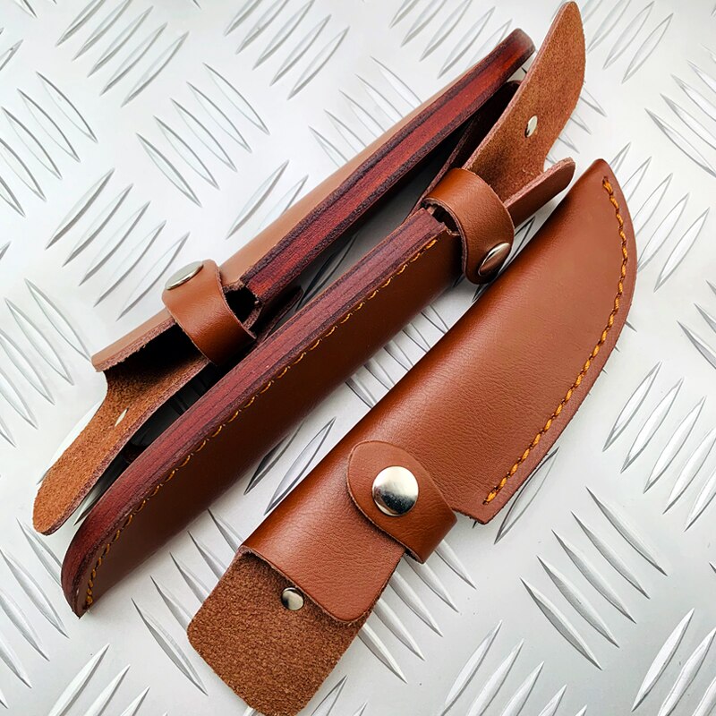 Outdoor Small Straight Knife Set Belt Loop Hunt Multi Holster Carry Sheath Leather Scabbard Cowhide Knife Sheath