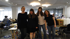 Left to right, Lauren Zavala, Mary Perisho, Bianca Howell and Kelly Crowley at the Owl & Drum's Urban Sew & Quilt-In.