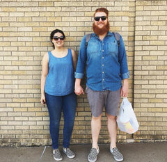 Ashley and Ryan Daly sporting cotton chambray