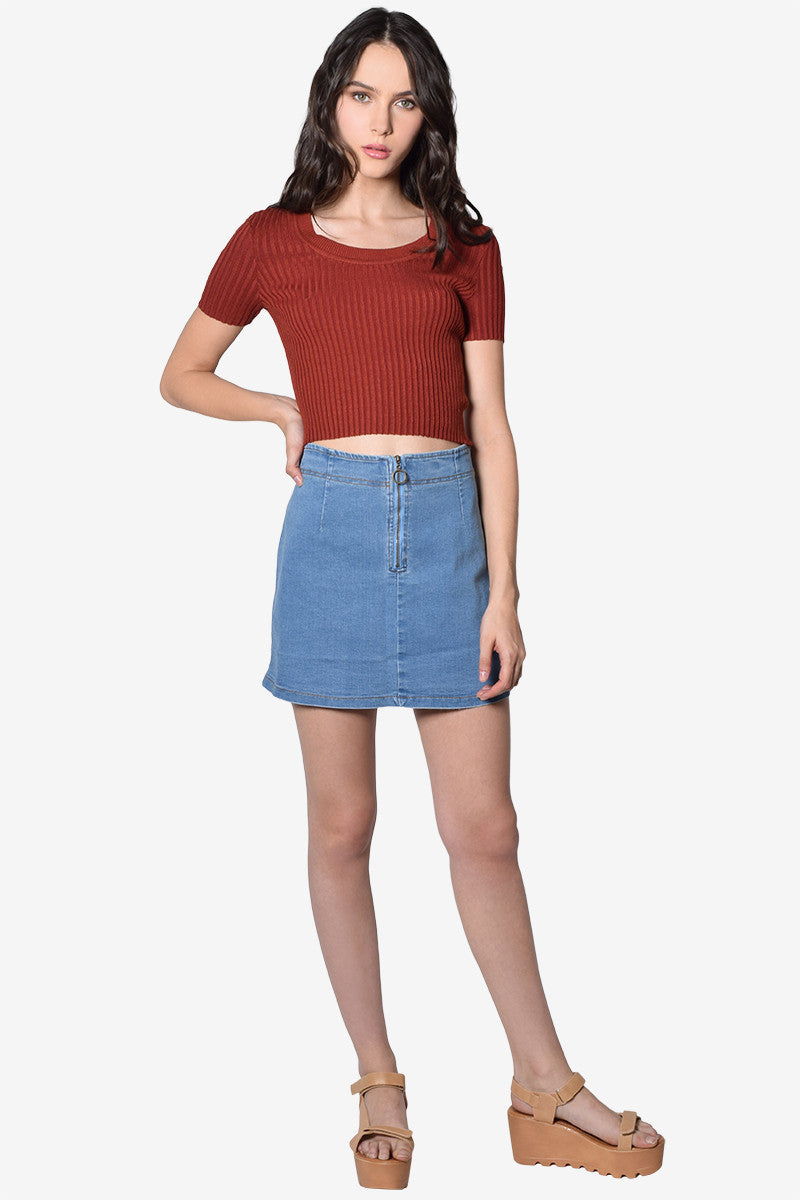 Megan Zip Front Denim Skirt - Medium Wash – Echo Club House