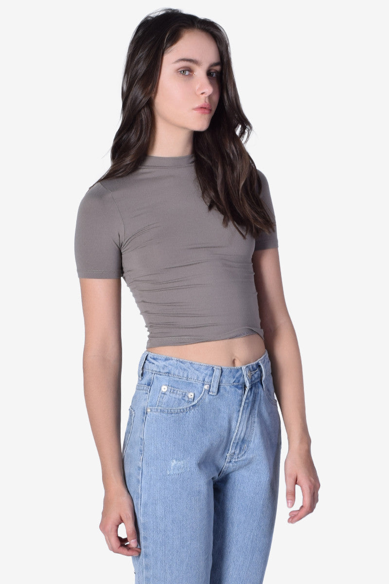 Uptown Mock Neck Top - Taupe – Echo Club House