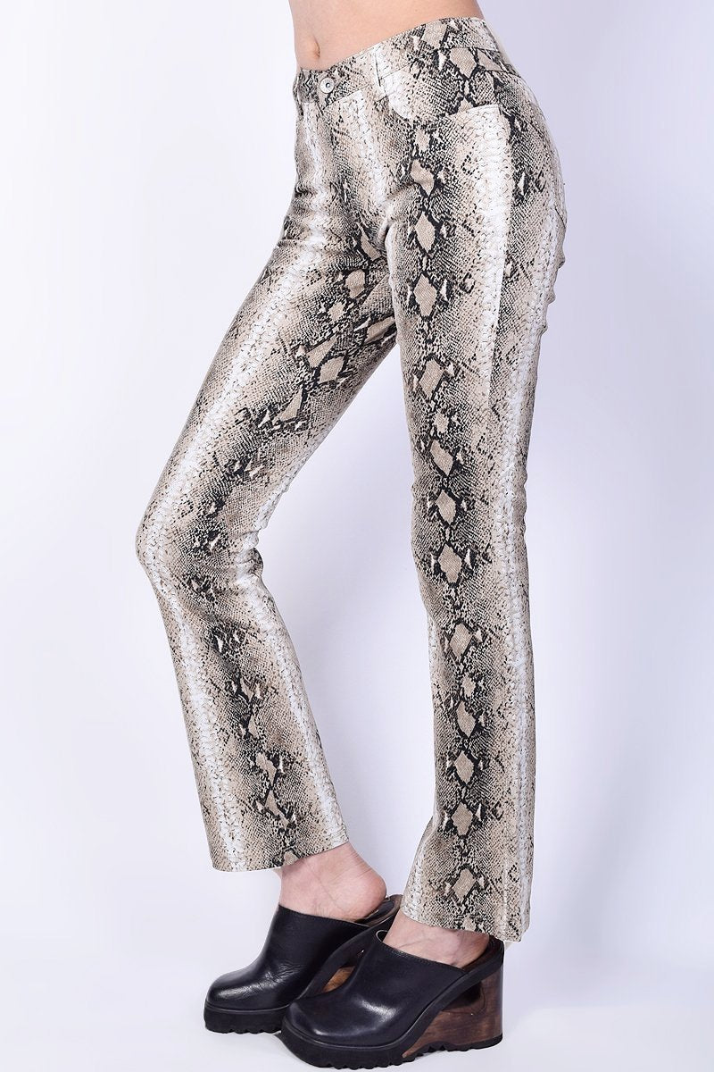 flared snakeskin pants