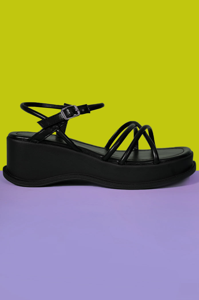 B*witched 90's Strappy Platform Sandal -  Black