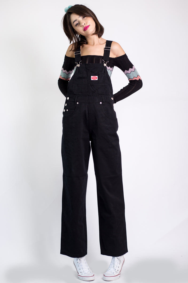 baggy black overalls