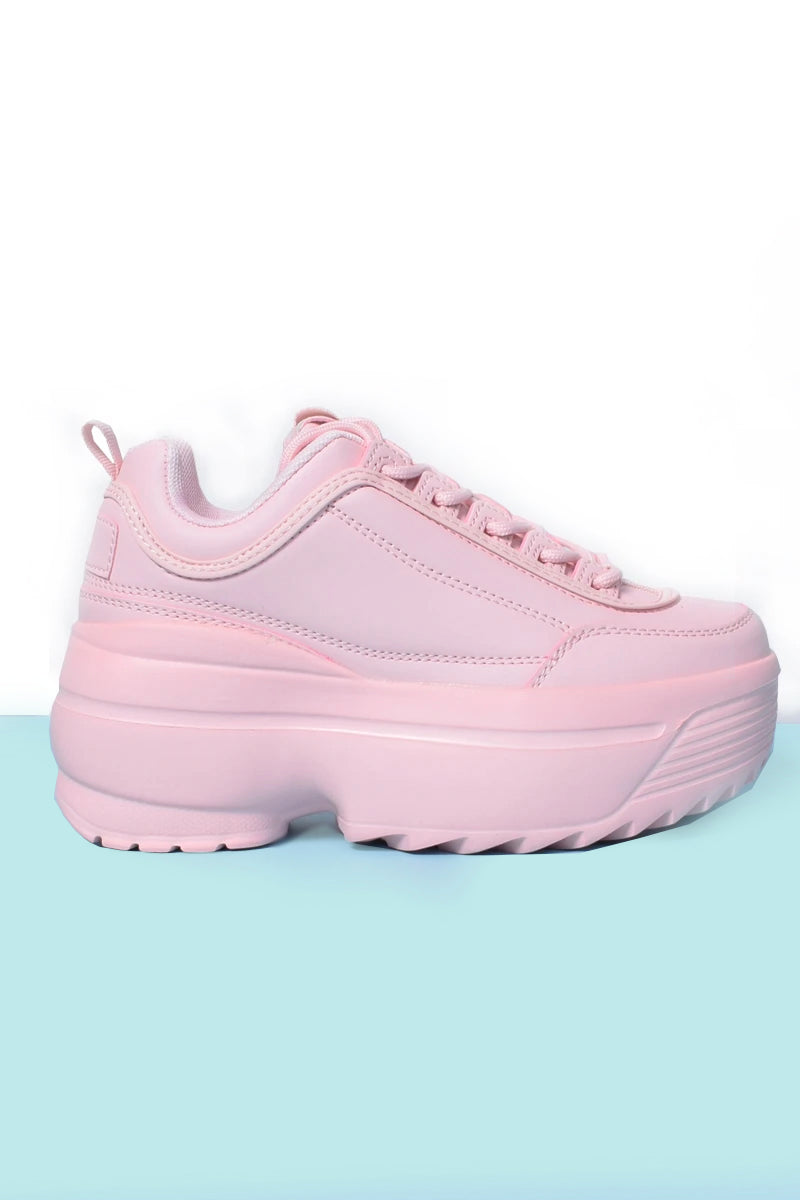 pink platform sneakers