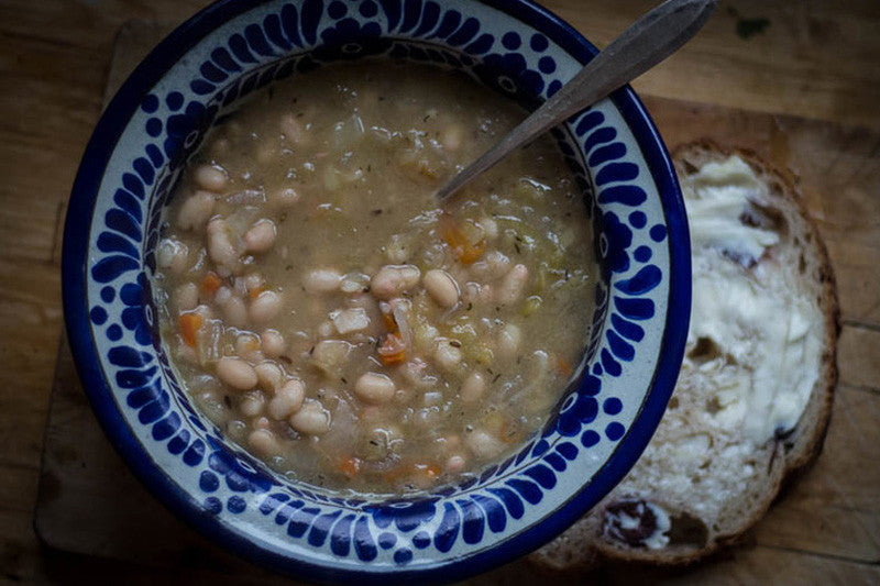 Rancho Gordo Sauerkraut and White Bean Soup with our heirloom white Royal Corona beans