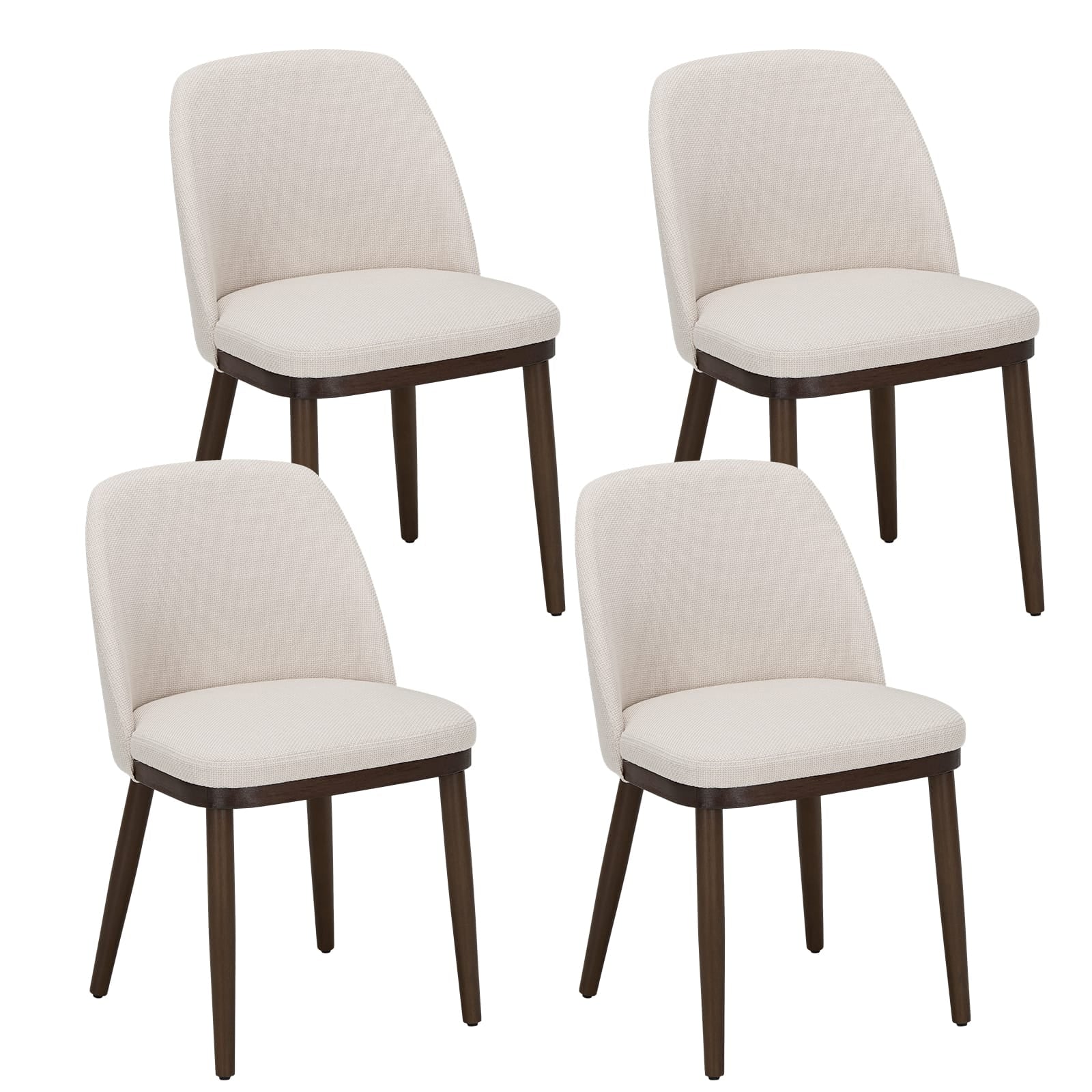 COLAMY Model.3100 Upholstered Dining Chairs: Fabric Sides and Wood Legs with Backrest