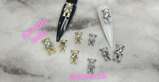 XL 3D Bling Gold 🐻 Bear Nail Charms – Shasia Beauty Nails