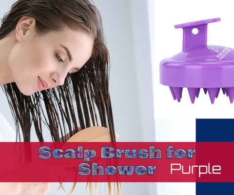 "Purple Texas Beauty & Health Scalp Massager Brush: A calming purple scalp massager brush designed to invigorate scalp health and stimulate hair growth. The gentle silicone bristles offer a soothing massage while effectively cleansing and revitalizing the scalp. The ergonomic design ensures comfortable and effortless use."