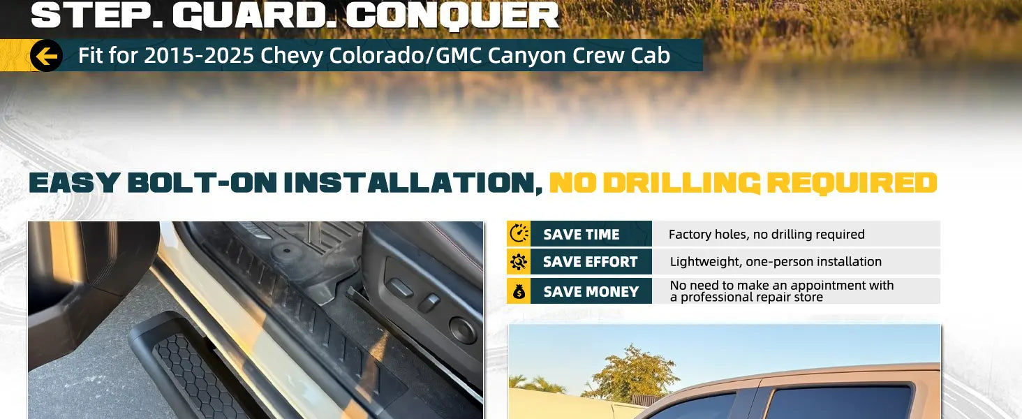 EZ Side Steps Running Boards Fit for 2015-2025 Chevy Colorado/GMC Canyon Crew Cab Door Step-11