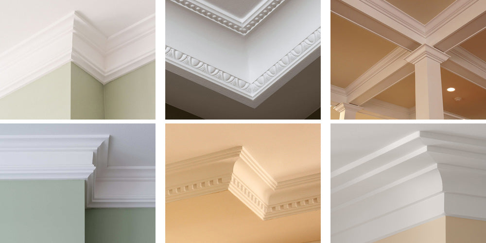 Various types of plaster crown molding.