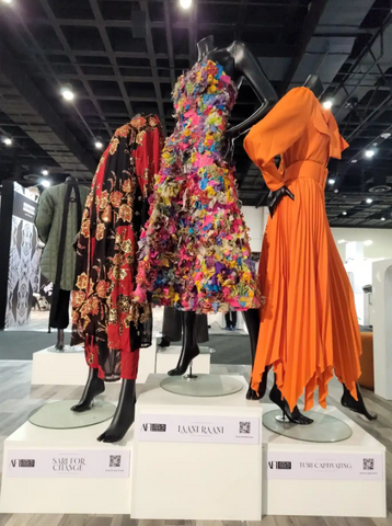 Designs from Sari For Change, Laani Raani and Tumi Captivating showcased on the AFI Exhibition during the BIEC Expo at the Sandton Convention Centre.