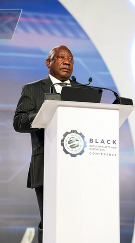 President Cyril Ramaphosa giving his keynote address at the BIEC 2022 at the Sandton Convention Centre.