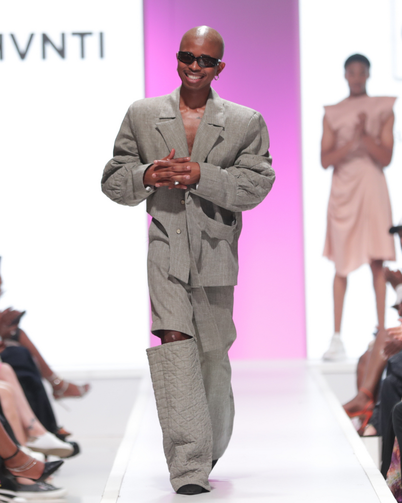 Fashion designer, Xhanti Xabiso Mpu of XHVNTI at the AFI Fastrack shwocase at Joburg Fashion Week 2023