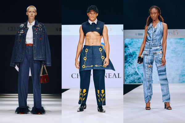 Les looks en denim de Taibo Bacar, Chiip O Neal et Koki Kamala présentés à la Cape Town Fashion Week 2023.