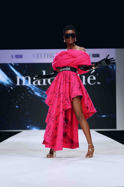 Model, Jencey Foje, modelling for Malondie at Cape Town Fashion Week 2023.