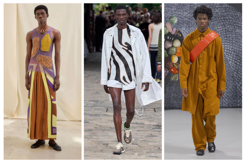 Modèles présentant des créations de Lukhanyo Mdingi, Grace Wales Bonner et Bianca Saunders. PHOTOS : Piste Vogue