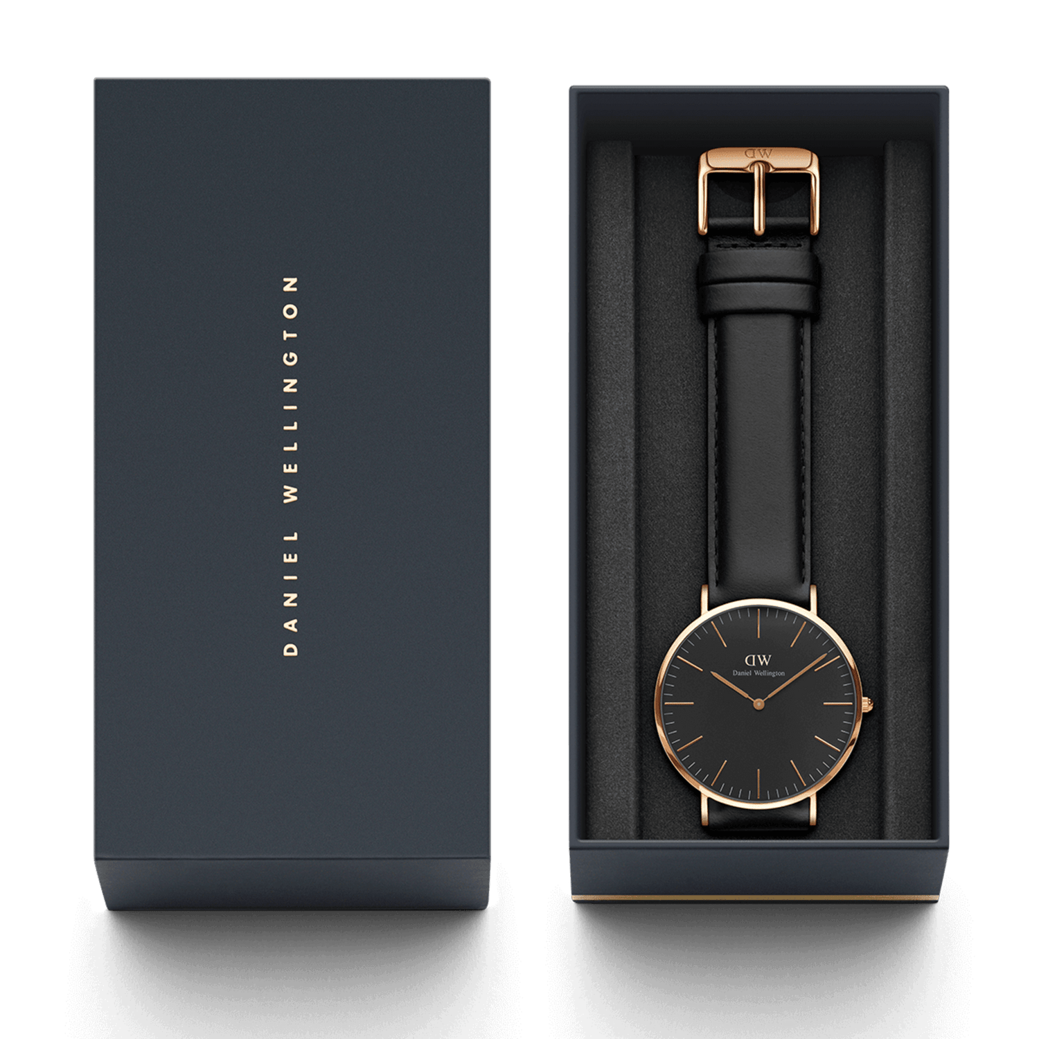 Sheffield - Black men's watch with leather strap 40mm | DW