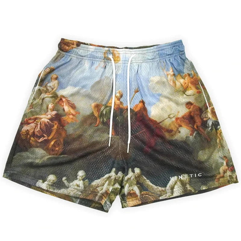 Painting Style Fire Shorts
