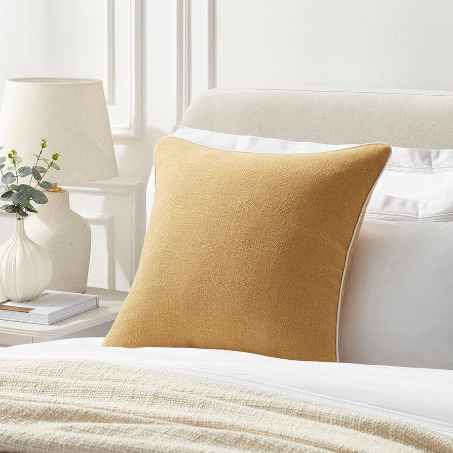 Linen Look Cushion Cover - Yellow