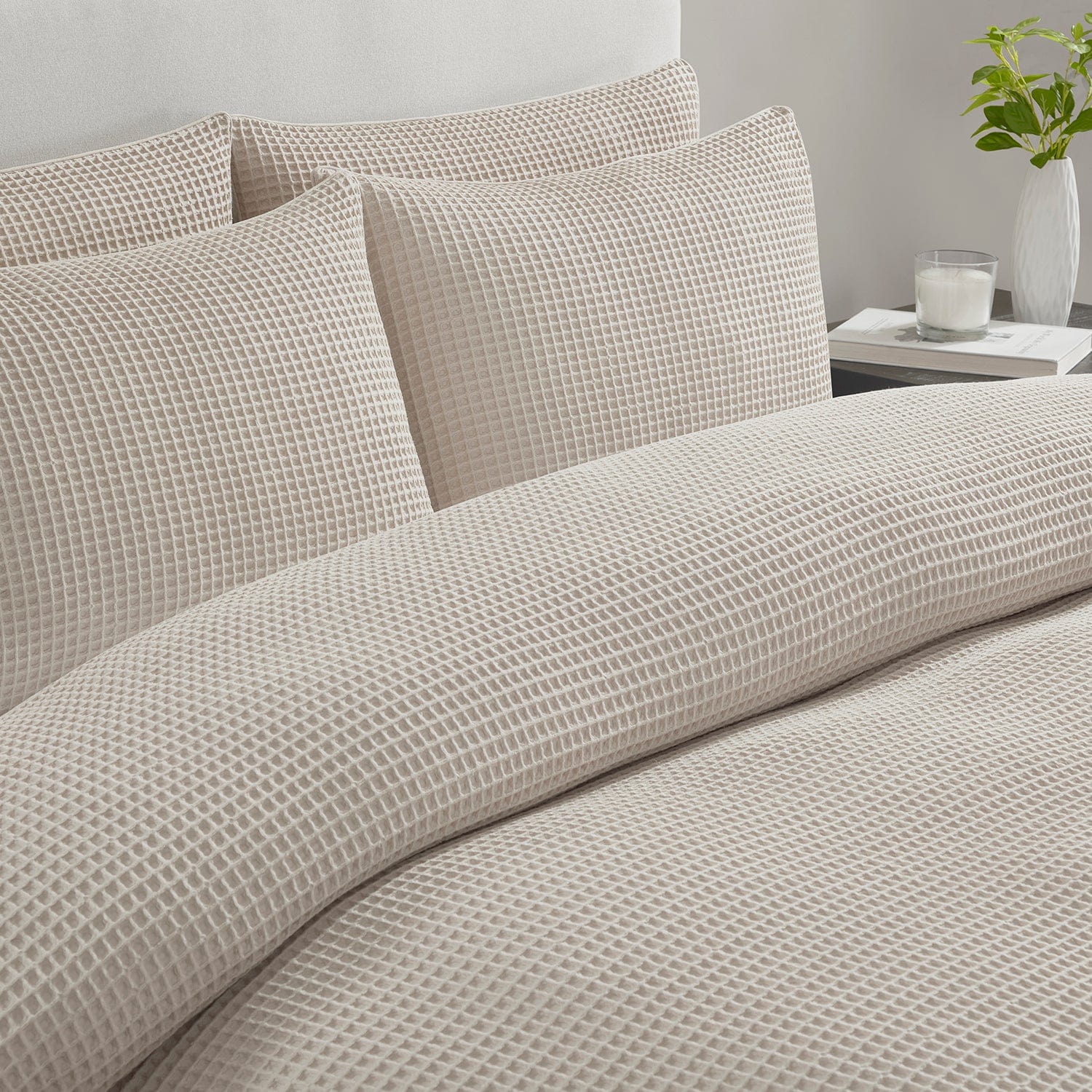 Portofino Waffle Duvet Cover - 200 TC - Cotton - Natural, DUSK