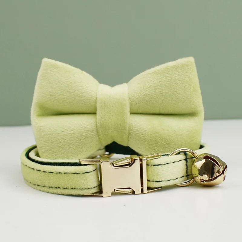 Velvet Cat Collar Bowknot Personalized Adjustable Collar with Bell - Image 8