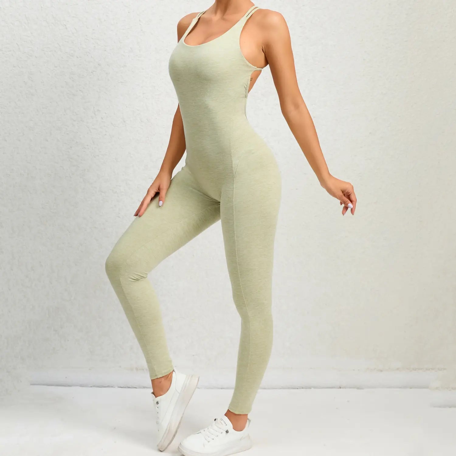 Yoga Jumpsuit With Cross-strap Back Design Quick-drying Tight-fitting Running Sports Fitness Pants Fashion Seamless