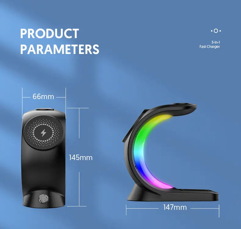 4 In 1 Magnetic Wireless Charger Fast Charging For Smart Phone Atmosphere Light Charging Station For Airpods Pro