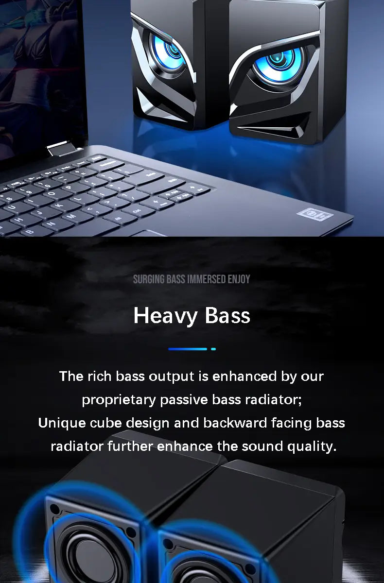 Desktop Computer Sound Bar Speakers with Compact Maneuverable Size Bluetooth Speaker