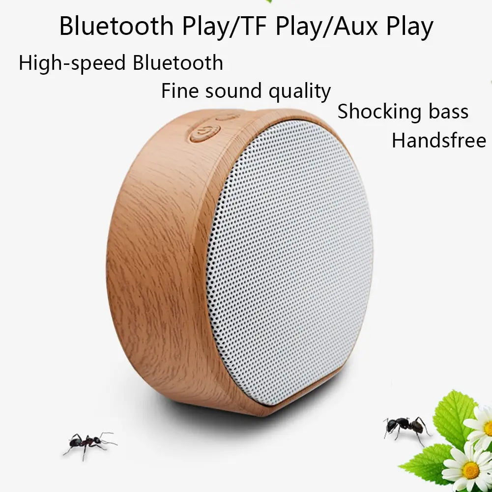 Mini Wood Bluetooth Speaker Portable Outdoor Wireless Support AUX TF