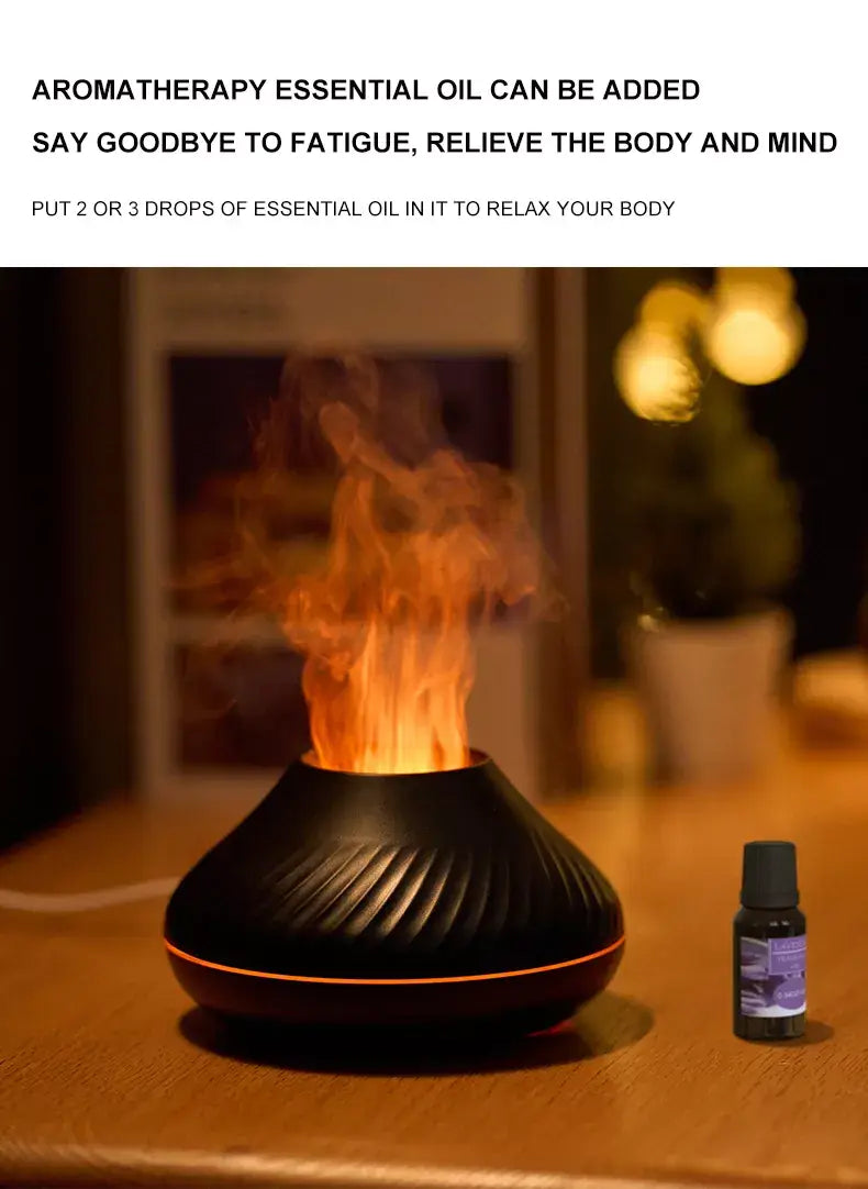 Newest RGB Flame Aroma Diffuser 130Ml 3d Colorful Flame Humidifier Fire Volcano Diffuser Flame