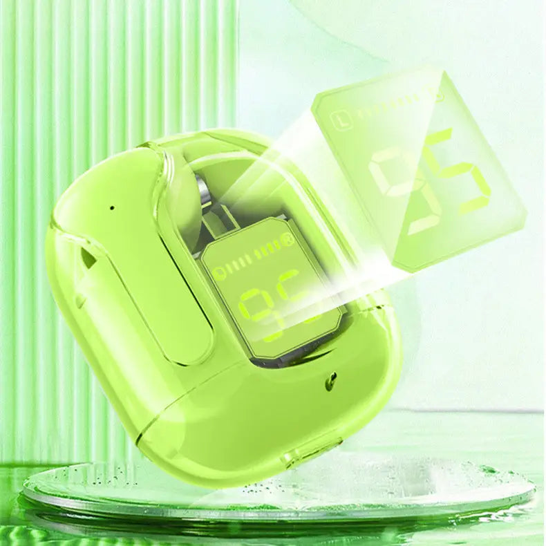 New Mini Transparent Wireless Bluetooth Headset Digital Display ENC Noise Reduction True Wireless Sports Music