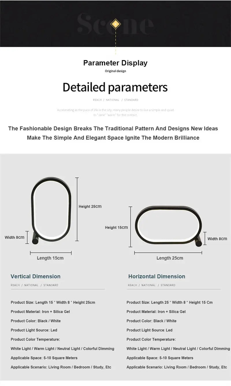 Usb Plug-In Lamp Oval Acrylic Lamp Touch Control Dimmable Modern Simple Creative Night Lamp Bedside Reading Lamp Desk