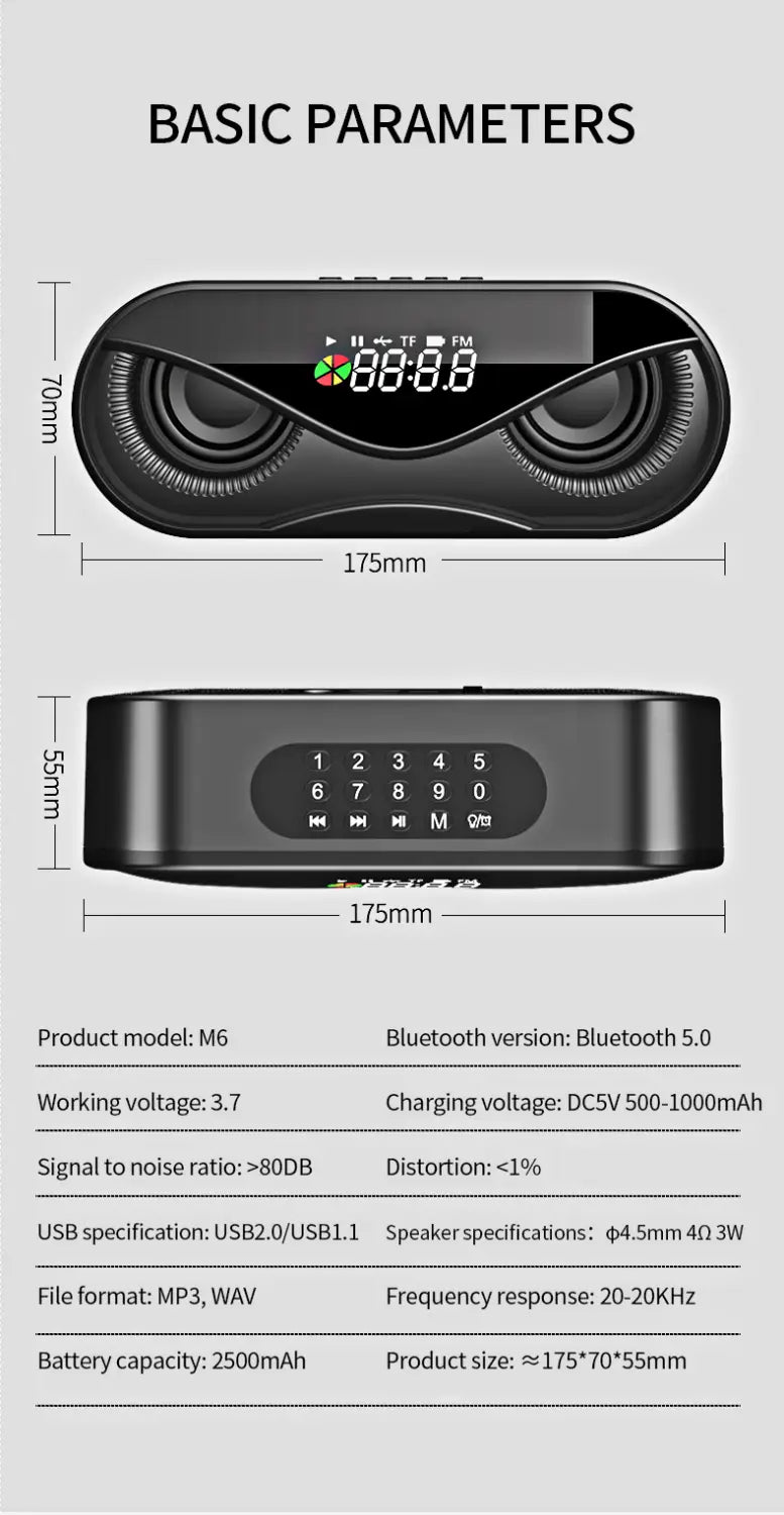 Colorful lights dual speakers digital buttons song Bluetooth speaker